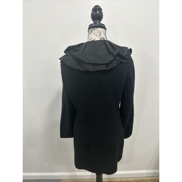 CAbi 100% Wool Wide Ruffle Silky Collar Button Up Coat Romantic Academia Sz S - Picture 3 of 5
